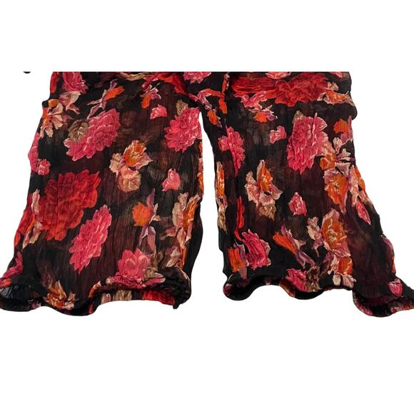 JOHNNY WAS JADE SILK V-NECK MAXI FIT & FLARE WAIST DRESS, WOMENS-XL-BLACK/FLORAL - Picture 9 of 12